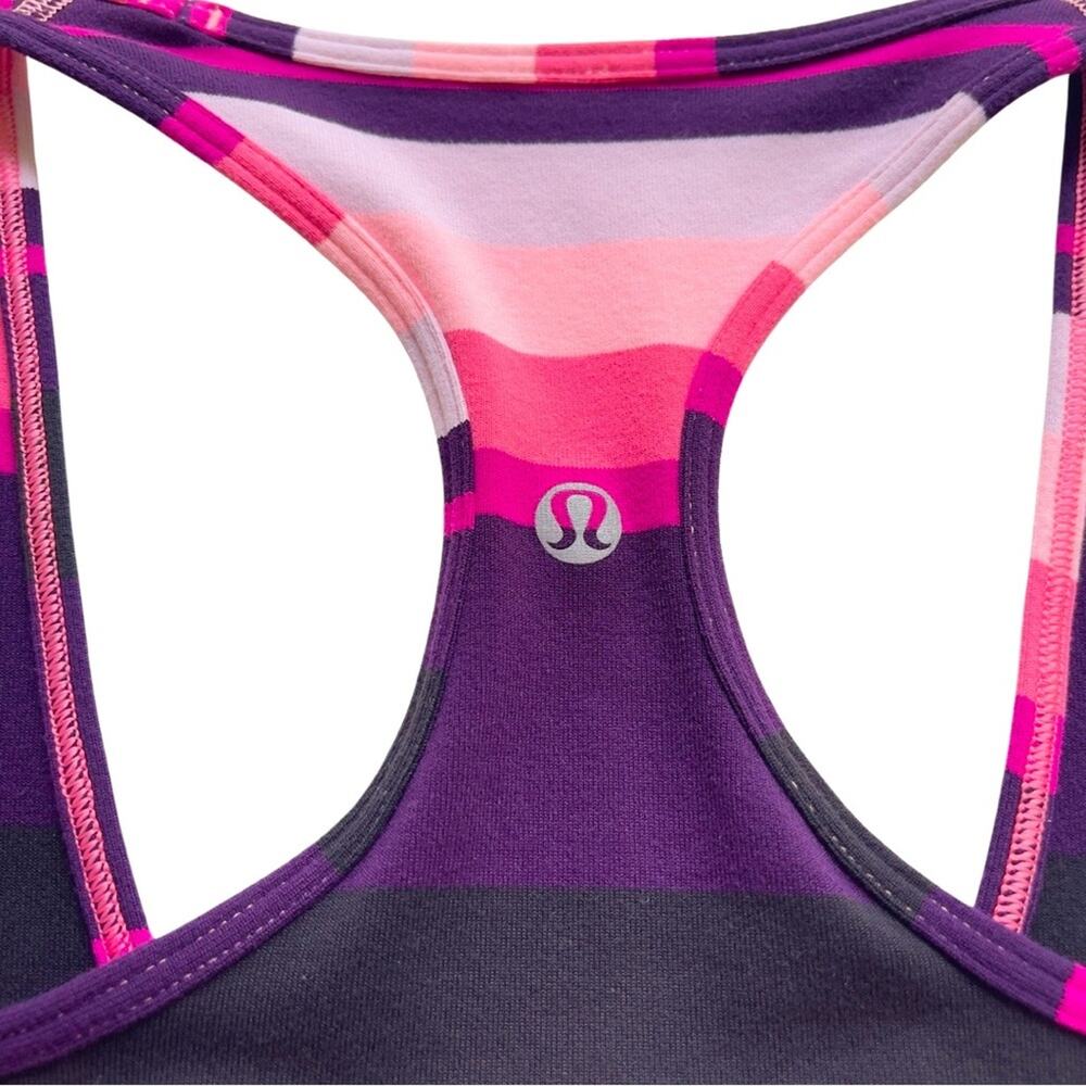 Lululemon Athletica Cool Racerback Tank Stripe Bleached Coral Pink Purple Black - Picture 12 of 16